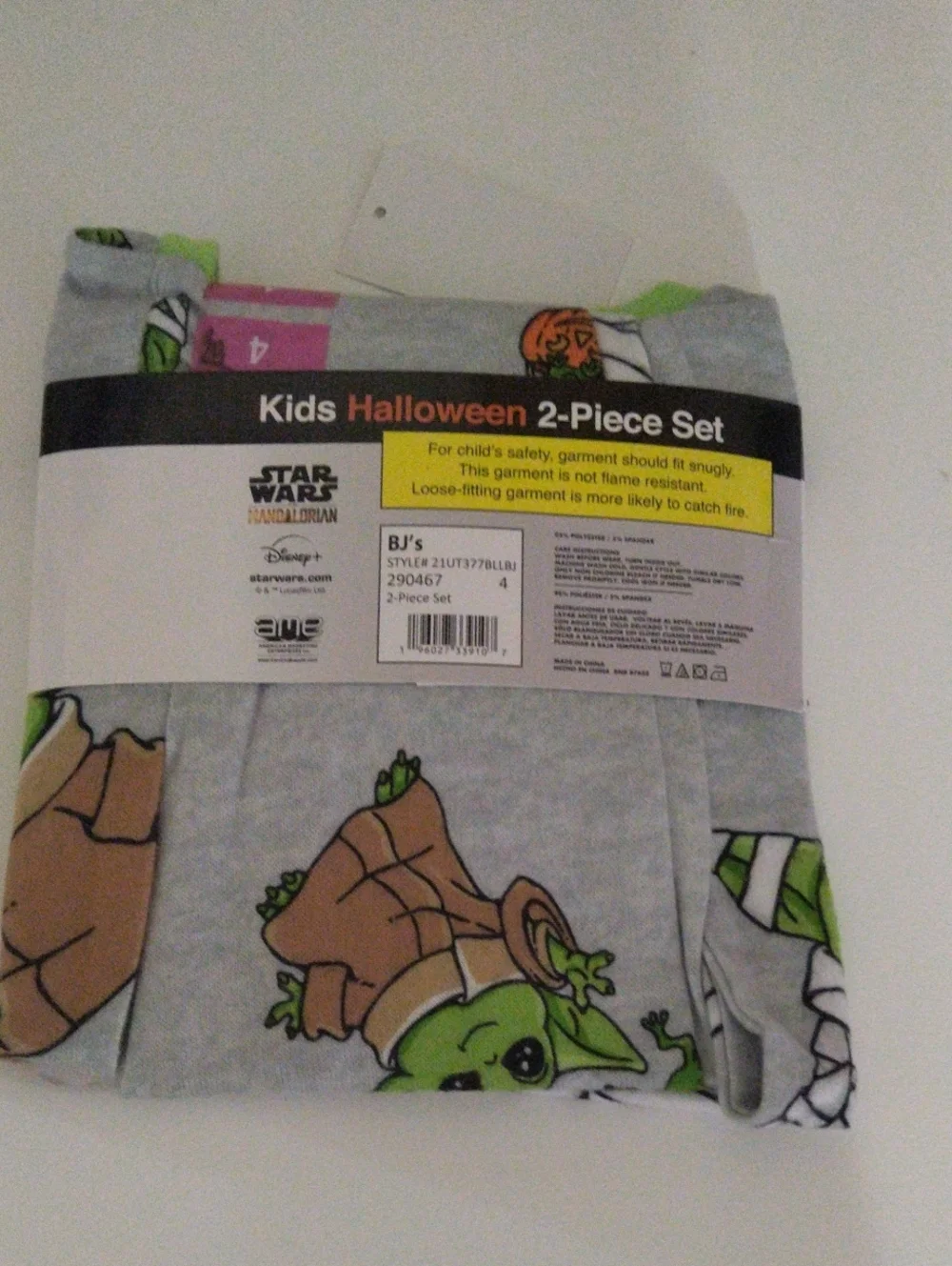 Star Wars The Mandalorian Grogu Pajama 2 Piece Set  Gray New Size 4